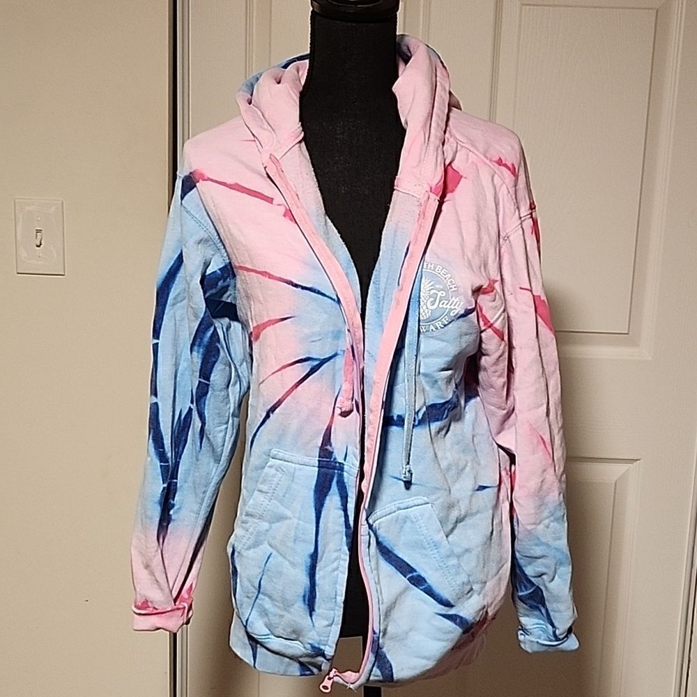 Stay Salty tie dye Rehoboth beach zip up hoodie